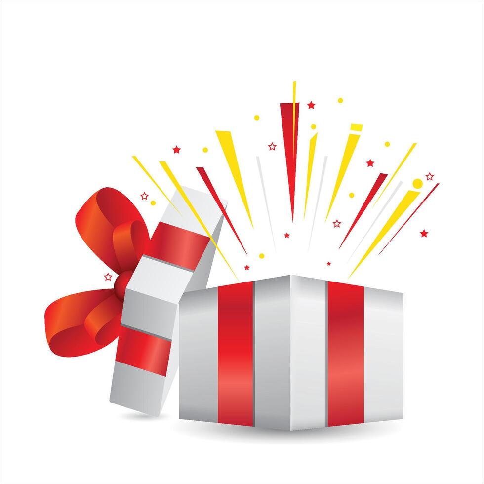 Surprise gift box. Gift box with red ribbon bow. Flat style. Element design for giveaway, surprise, holiday. illustration. stock illustration copy 15 vector