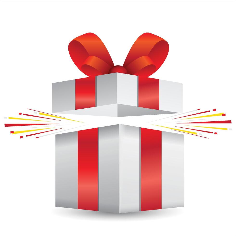 Surprise gift box. Gift box with red ribbon bow. Flat style. Element design for giveaway, surprise, holiday. illustration. stock illustration copy 11 vector
