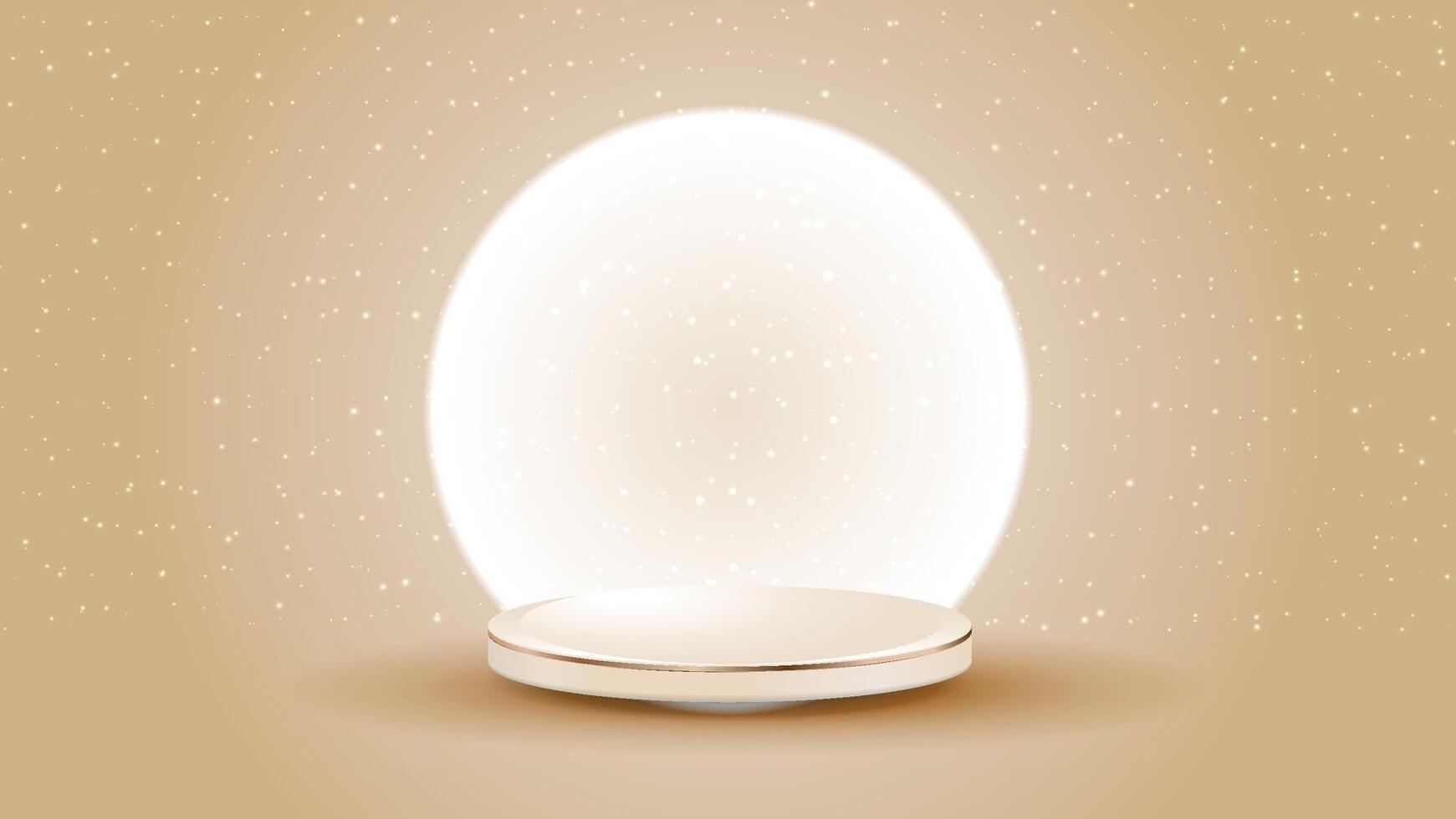 product podium with sparkle golden elements 3d realistic design vector