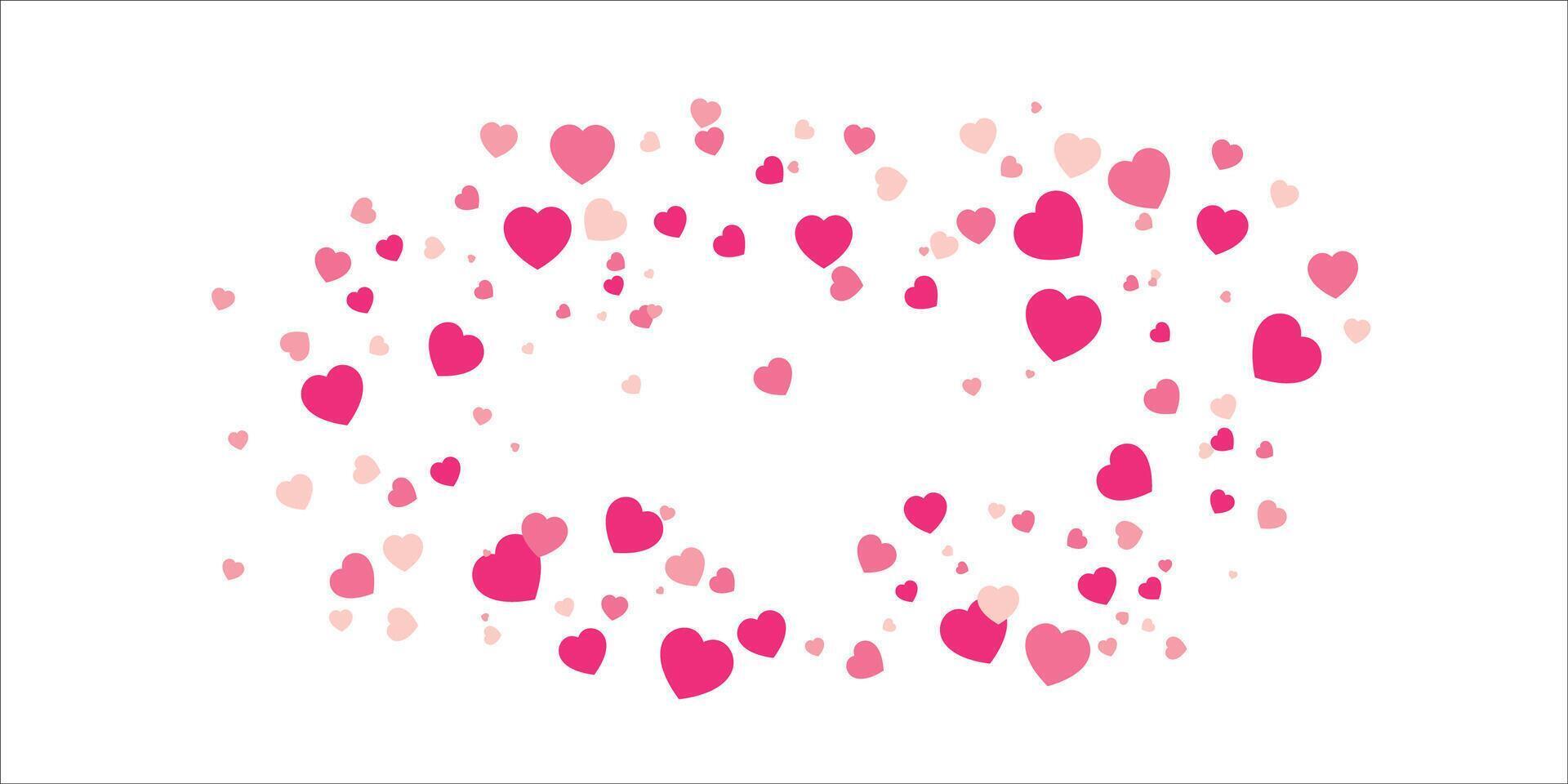 Happy Valentines Day Typographic Lettering on white Background With Red and Pink Hearts Illustration of a Valentines Day Card vector