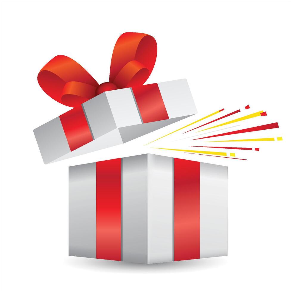 Surprise gift box. Gift box with red ribbon bow. Flat style. Element design for giveaway, surprise, holiday. illustration. stock illustration copy 12 vector