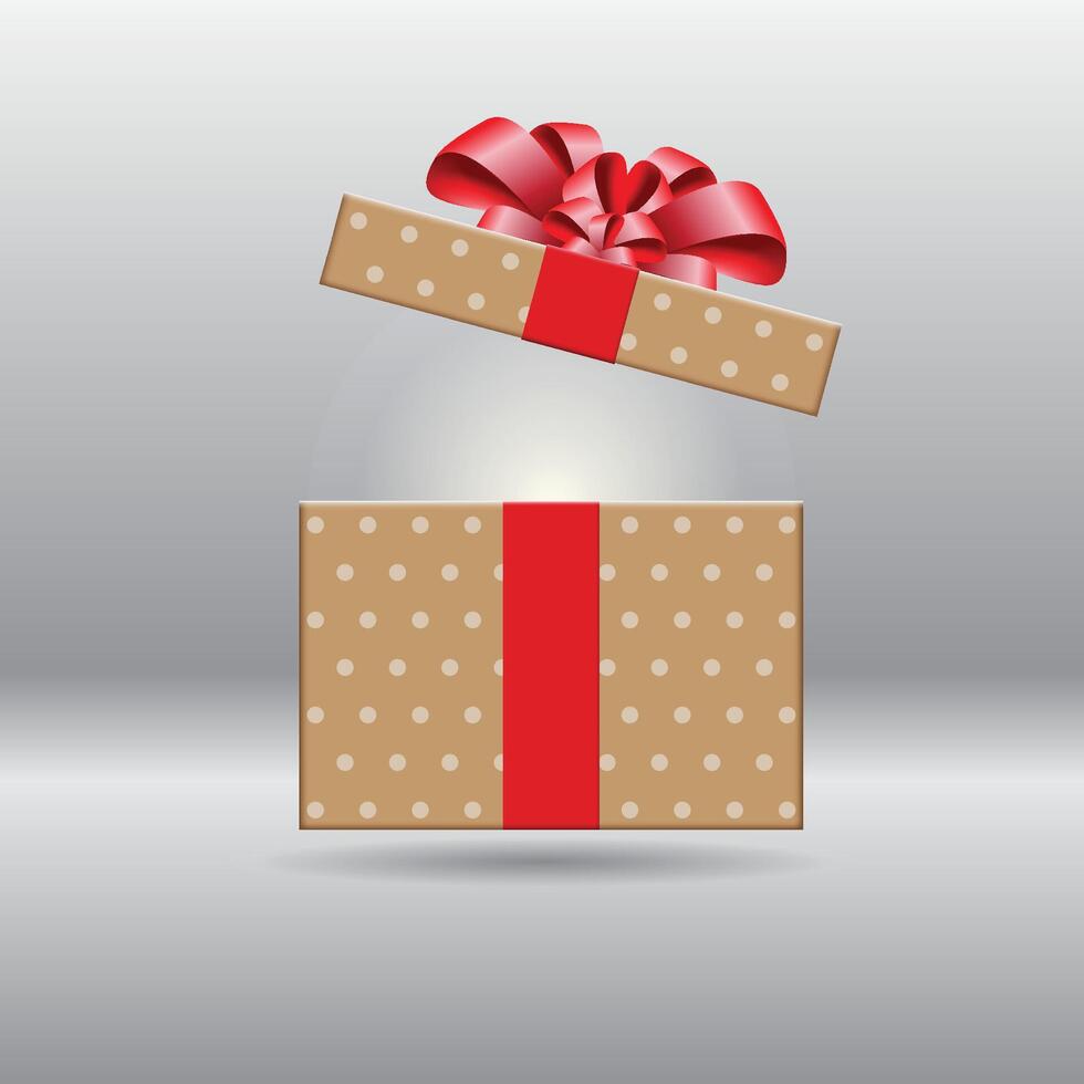 brown gift box with red ribbon bow. Element design for giveaway, surprise, holiday. illustration. stock illustration vector