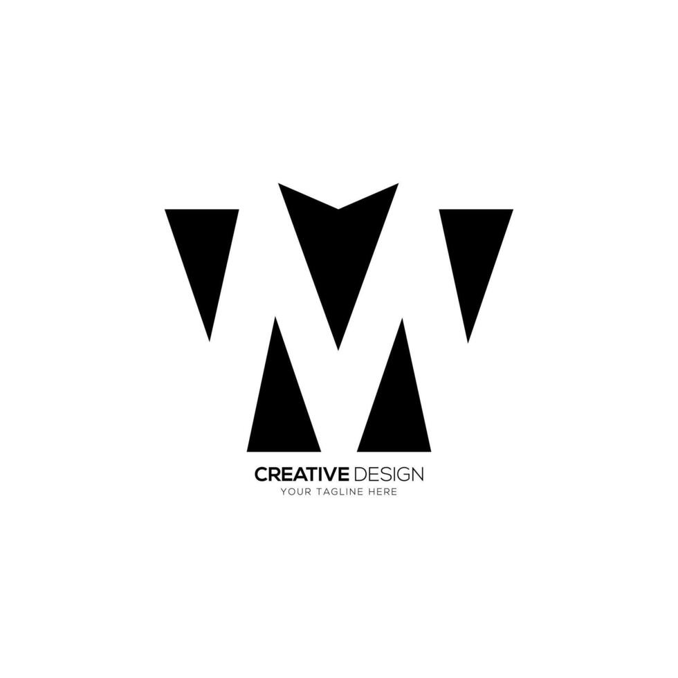 Letter v m w with negative space modern unique shape monogram abstract logo vector