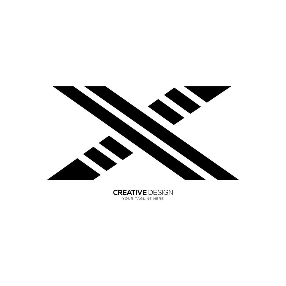 Letter X with simple line shape typography branding monogram abstract logo vector