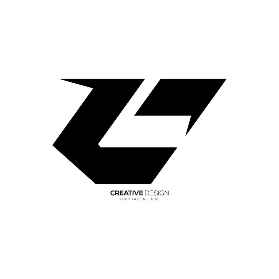 Letter Zc or Zc modern shapes alphabet abstract flat monogram black logo vector