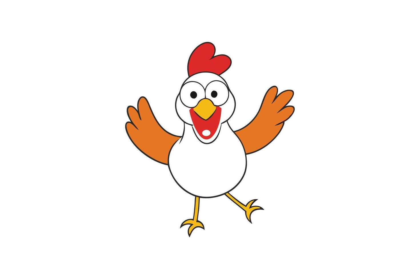 Cheerful Chicken Character with Orange Wings on Transparent Background Design vector