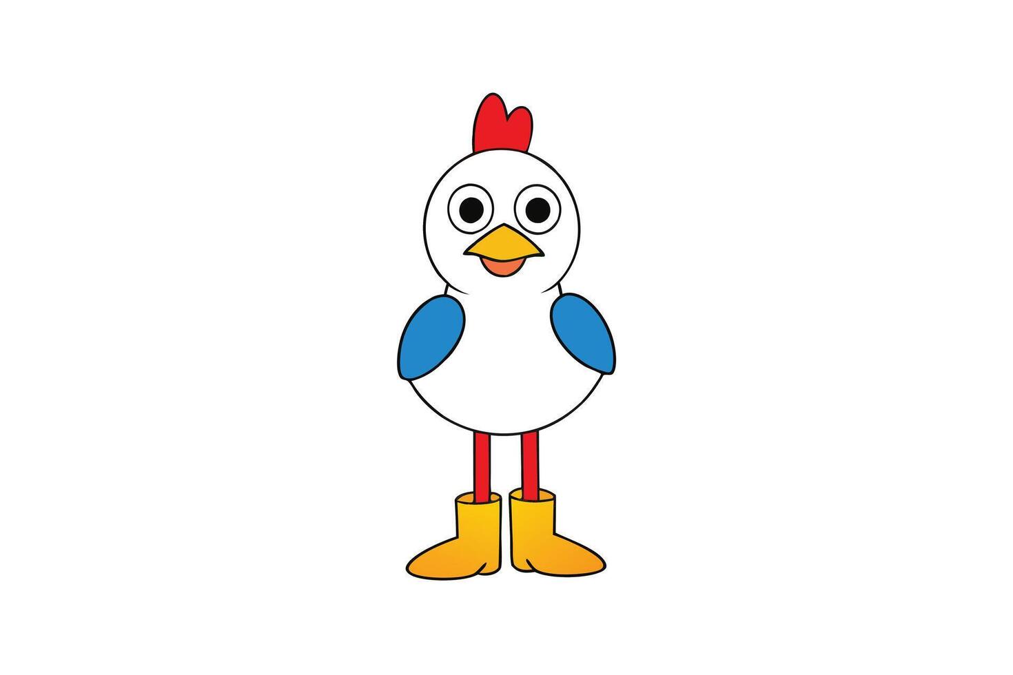 Cute Cartoon Chicken with Red Comb and Boots on Isolated Transparent Background vector