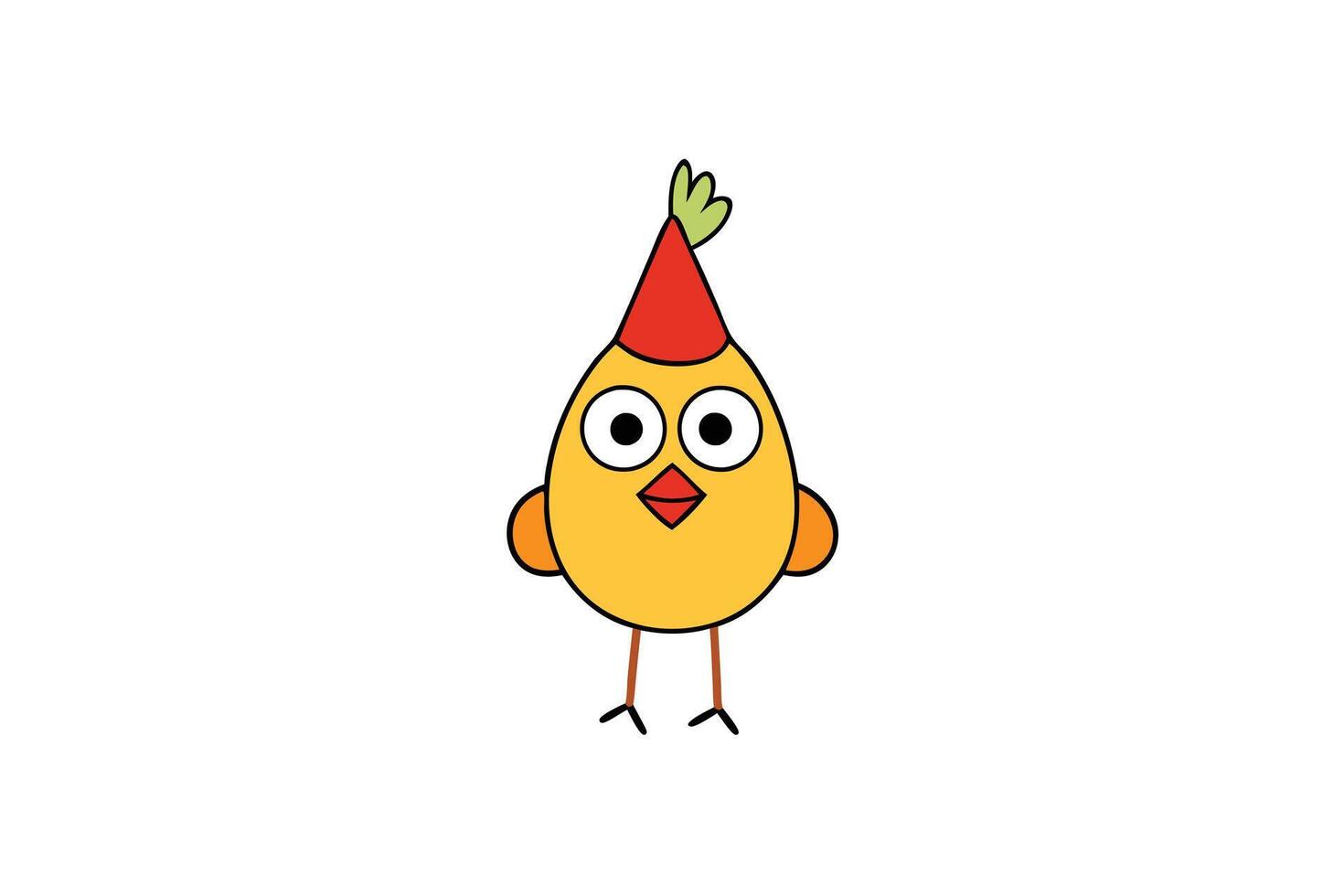Happy Yellow Chick Cartoon with Party Hat on Transparent Background vector