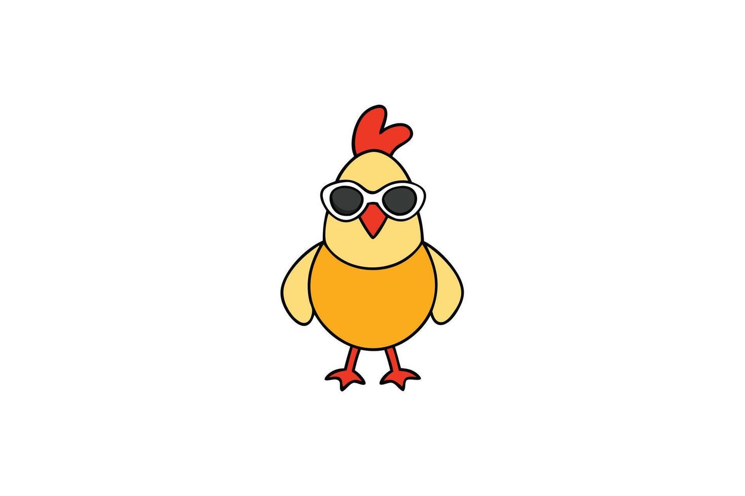 Cartoon Cool Chicken Wearing Sunglasses on a White Background vector