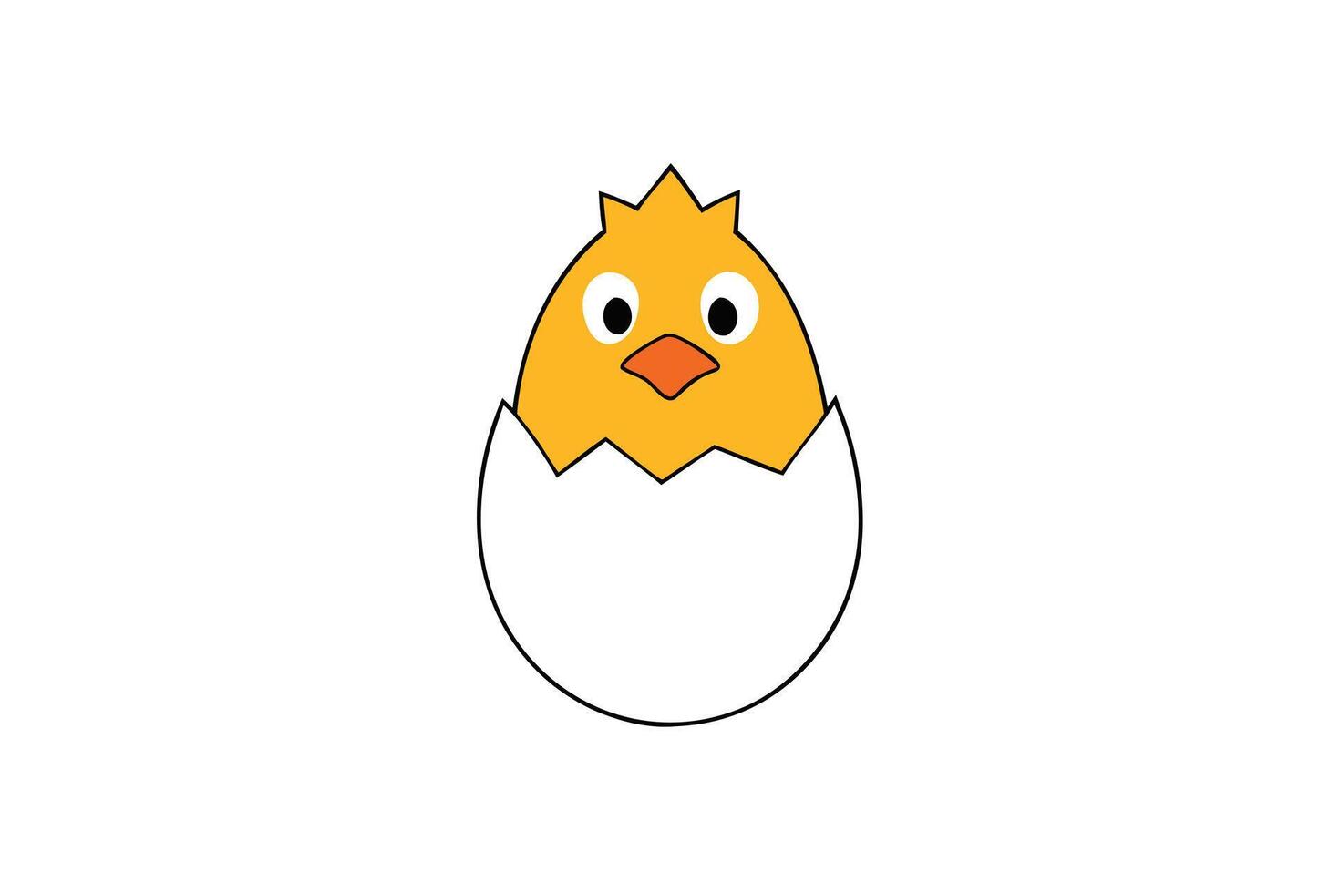 Cartoon Yellow Chick Hatching from a Broken White Egg with Transparent Background vector