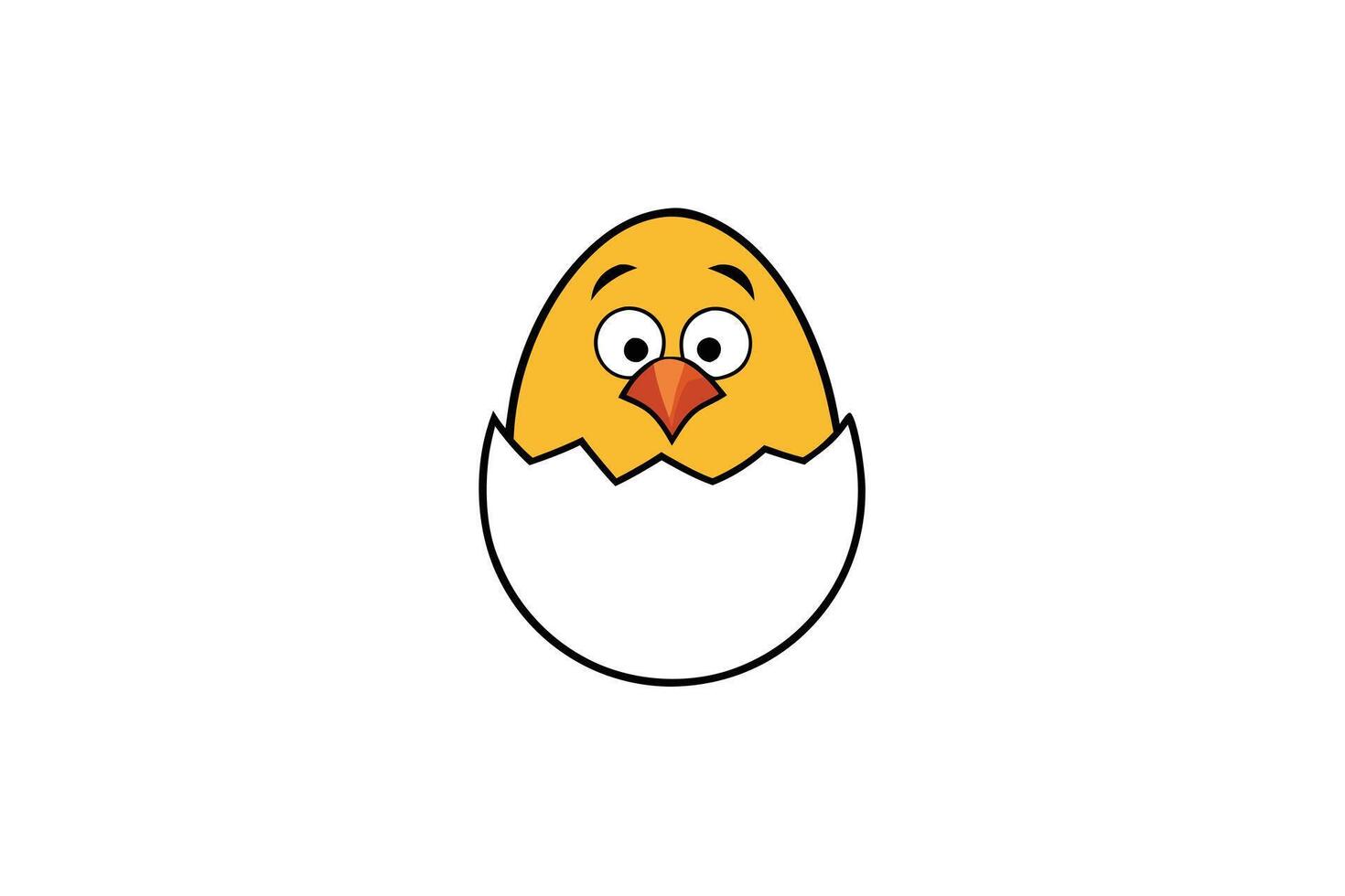 Cartoon Style Adorable Yellow Chick Hatching From Cracked White Egg Shell Isolated vector