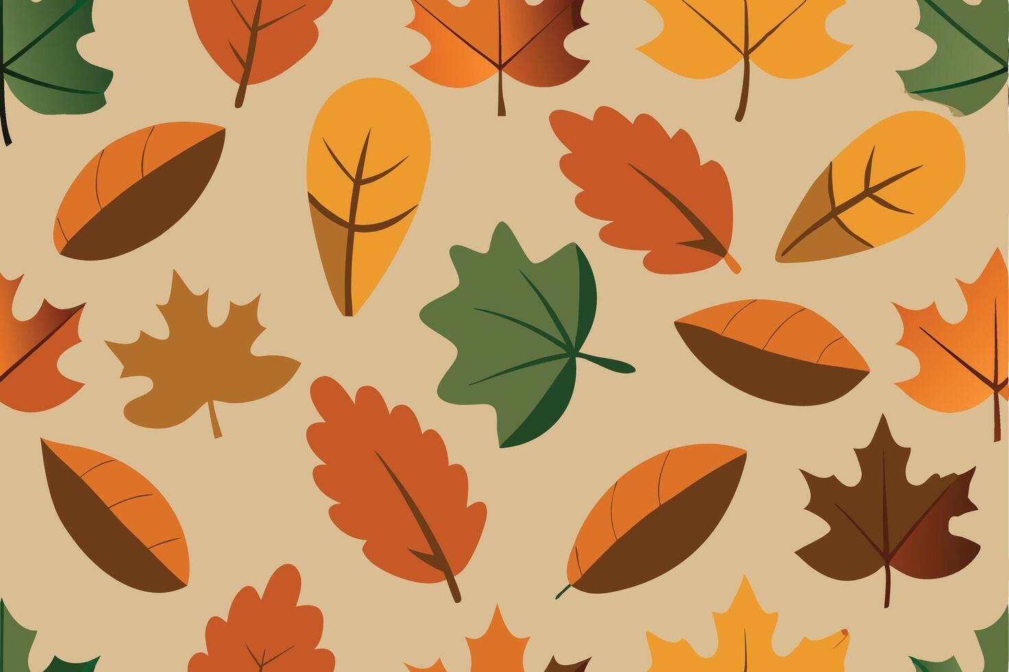 Autumn Leaves Pattern, Seasonal Backdrop, Fall Foliage, Thanksgiving Beige Background vector