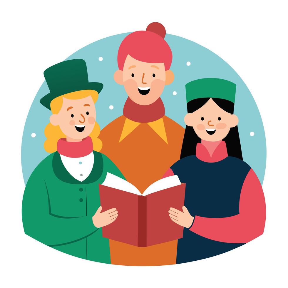 Choir Group with Open Book in Hand on Isolated White Background vector
