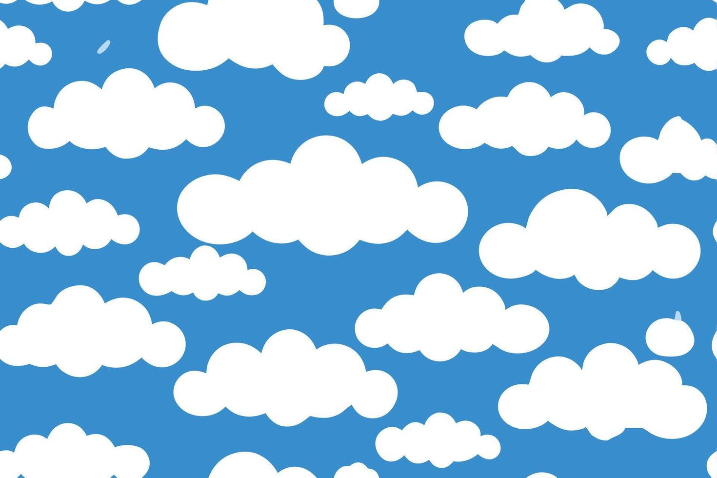 Seamless Whimsical Clouds Pattern on Blue Sky Background Simple Flat Style vector