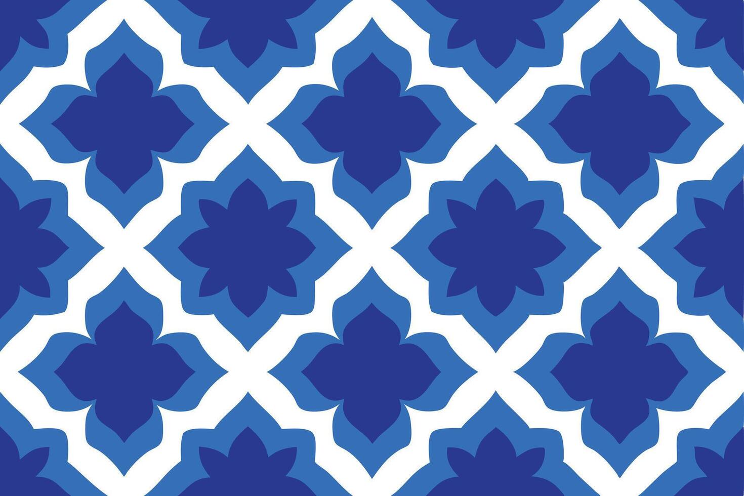 Seamless Pattern Floral Design in Shades of Blue and White with Geometric Layout vector