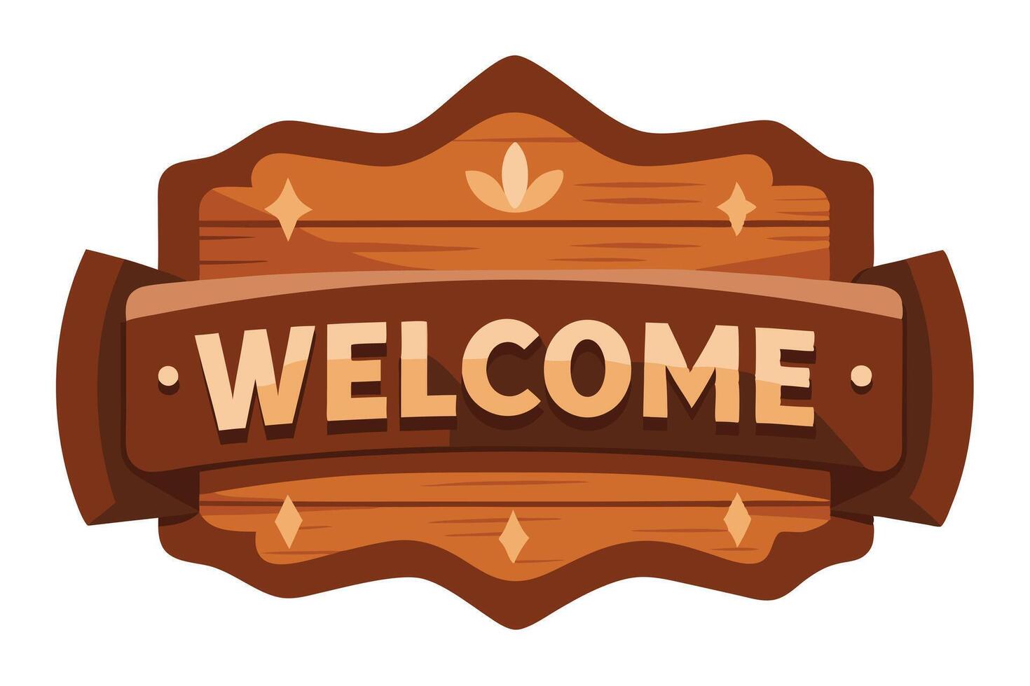 Welcome Sign Wooden Plank With Cute Rustic Style On White Background vector
