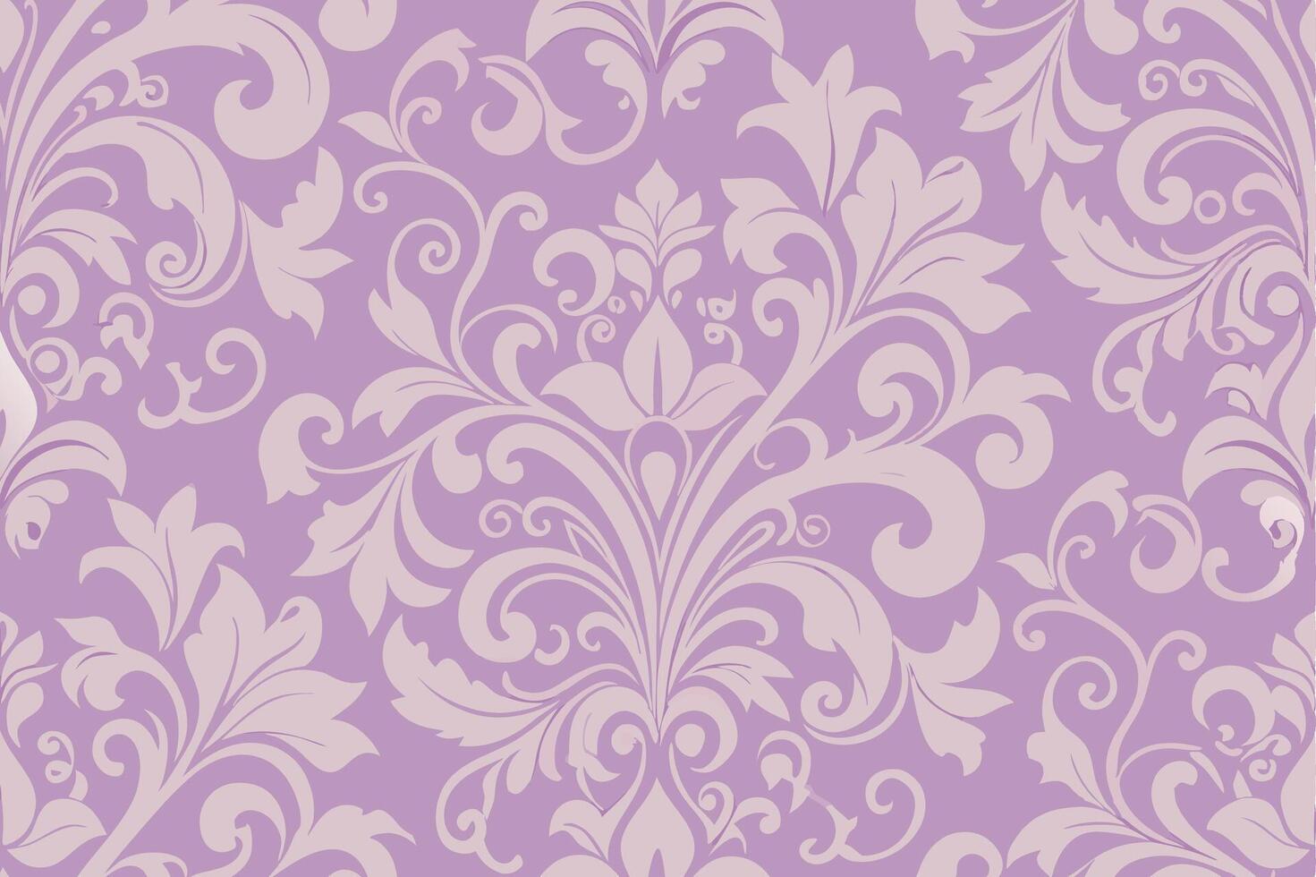 Light Purple Damask Pattern Swirls and Floral Elements Background for Fabrics Decor vector