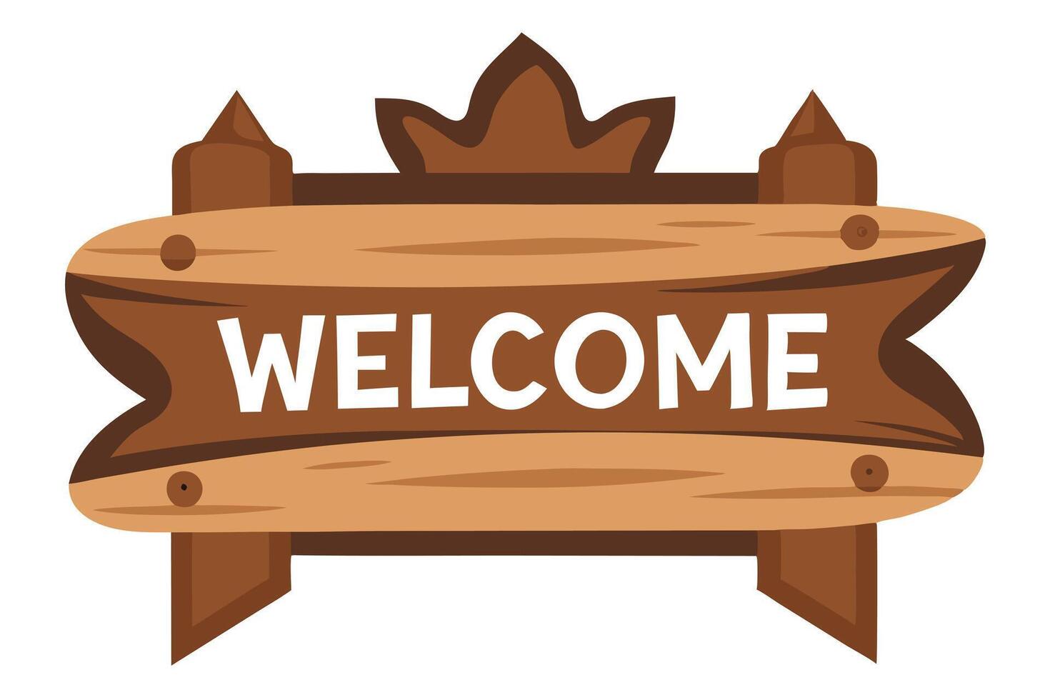 Wooden Welcome Sign Design, Rustic Plank with White Text on Transparent Background vector