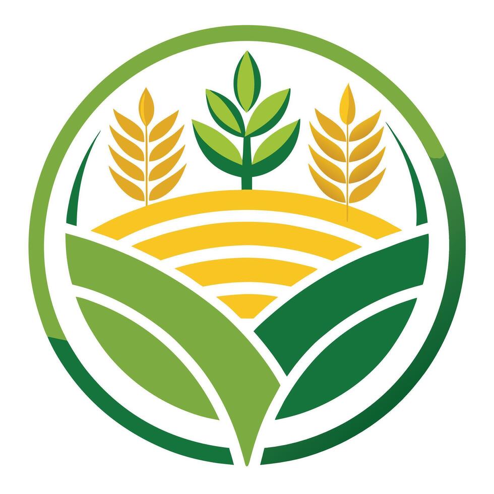 Abstract Crop Circle Icon Wheat and Greenery Fields in NatureInspired Design vector