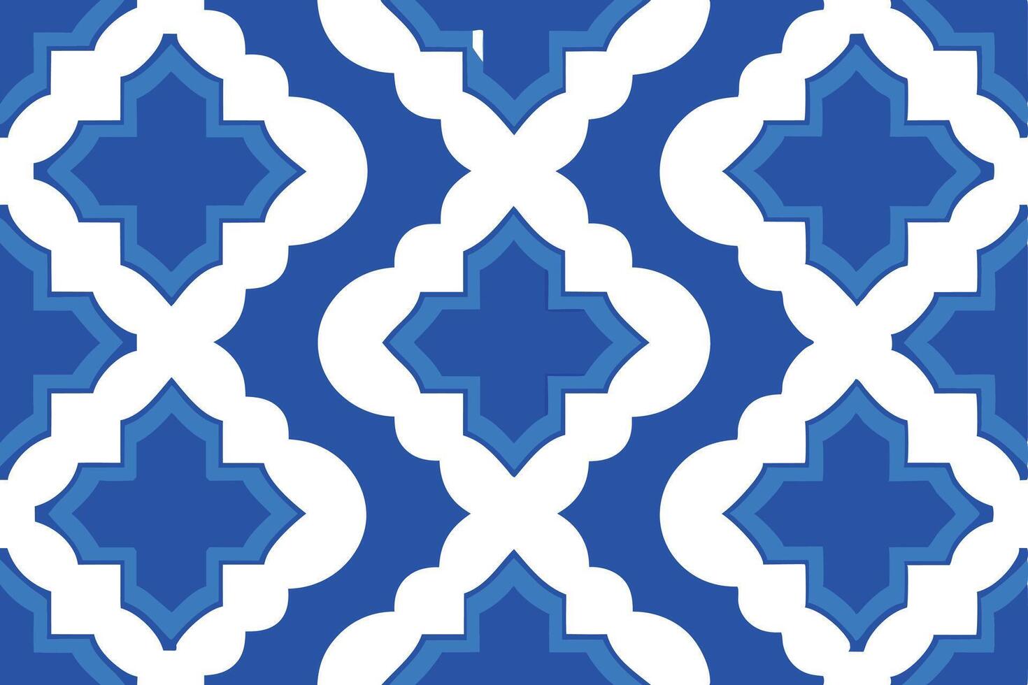Seamless Tile Pattern in Blue and White with Geometric Shapes Design Ornament vector