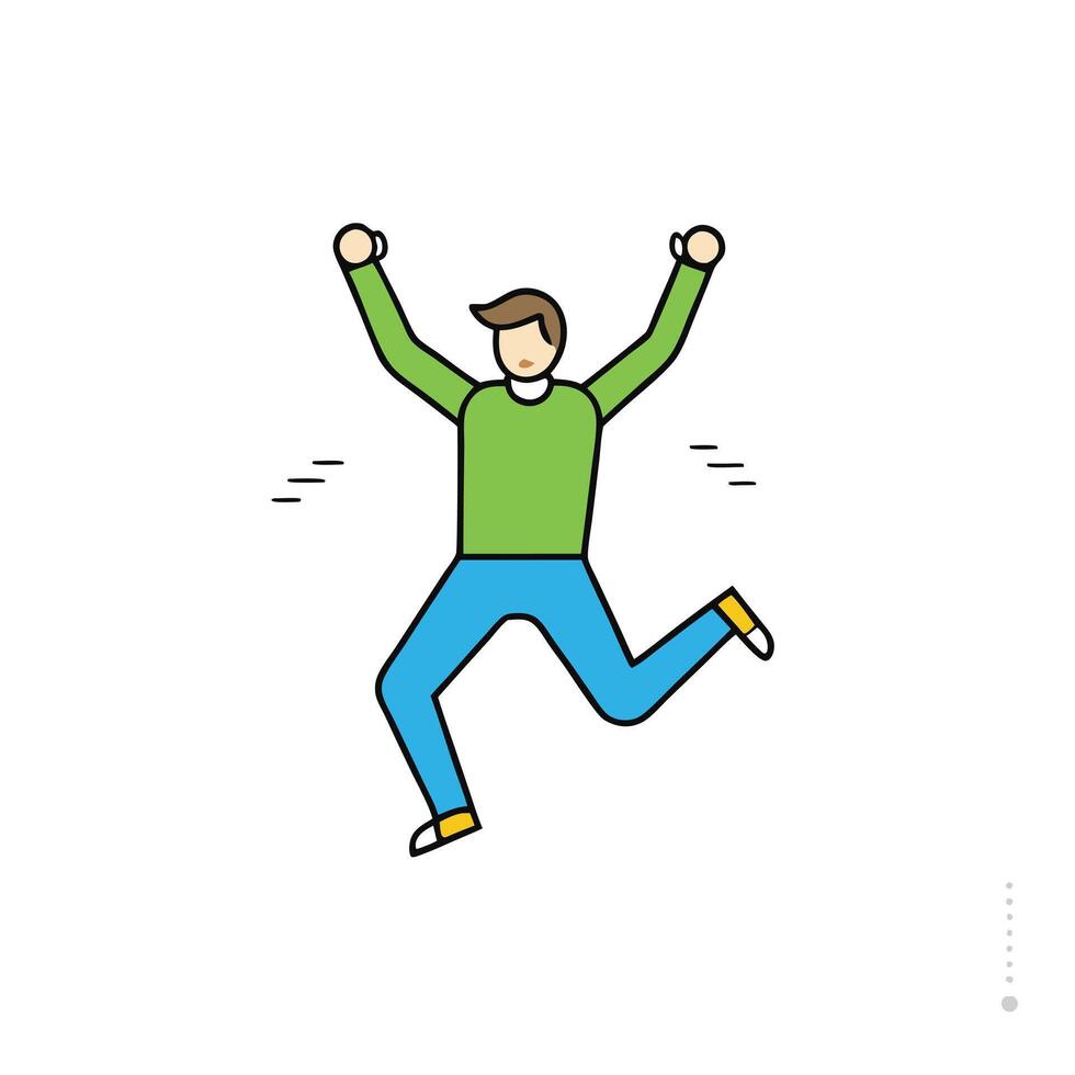 Joyful Man Jumping Line Art on Transparent Background Minimalist Design Style vector