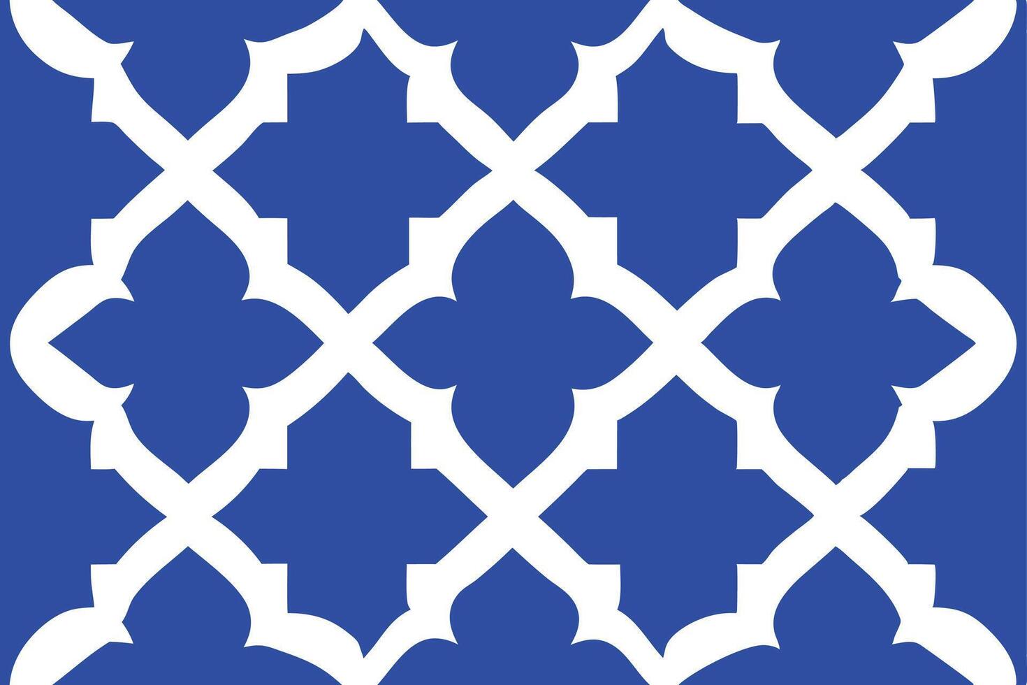 Seamless Blue Background with White Arabesque Lattice Geometric Pattern Design vector