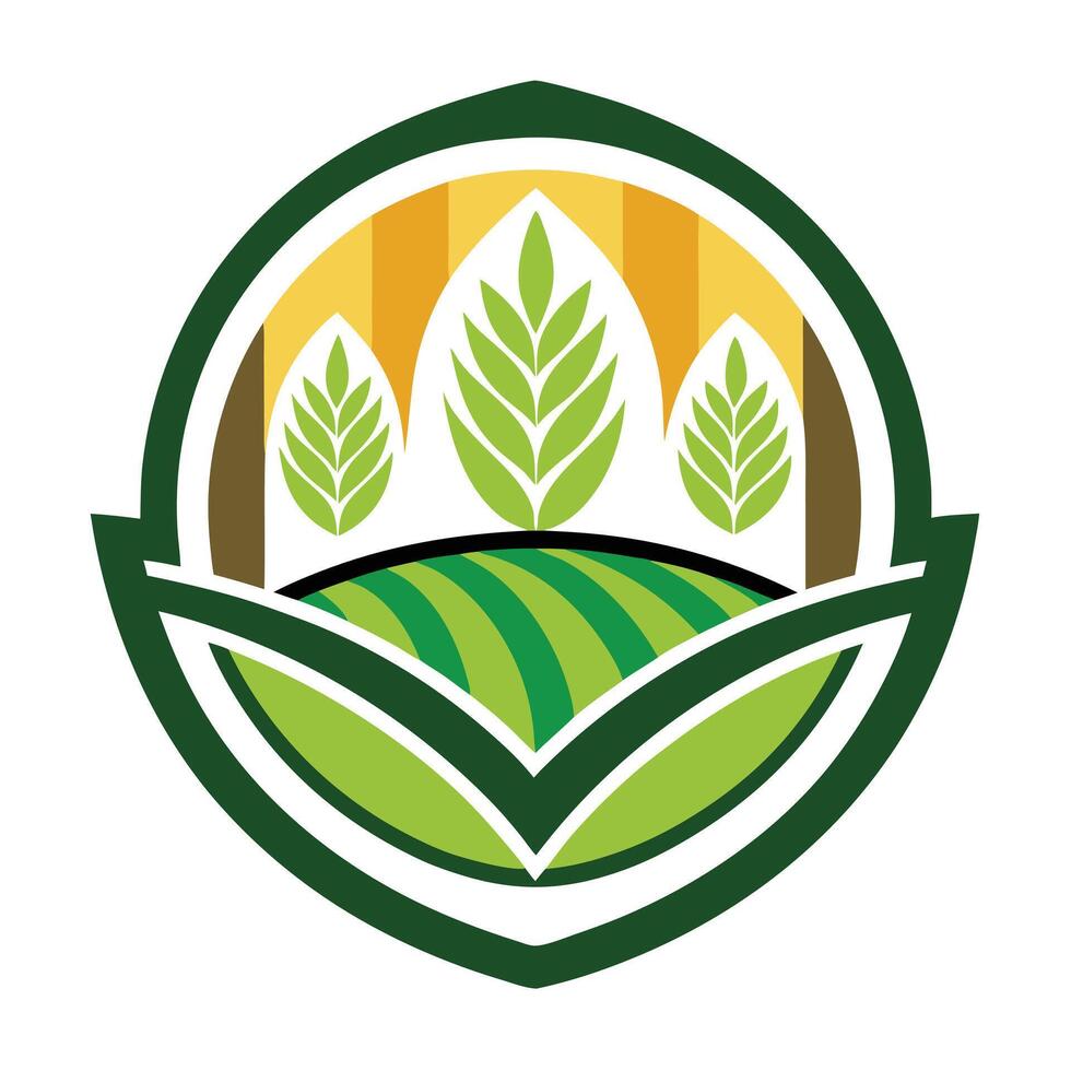 Agriculture Icon, Farm Fields, Green Crops, Healthy Plants, Farming Logo, Flat vector