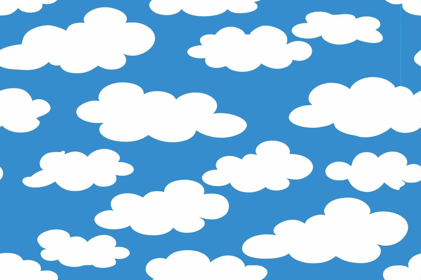 Cartoon Sky with White Clouds Pattern on Bright Blue Background vector