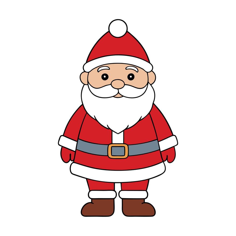 Cartoon Santa Claus Isolated on White Background, Full Body, Red Suit and Boots vector