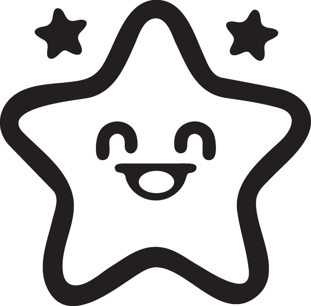 Smiling Star outline icon. vector