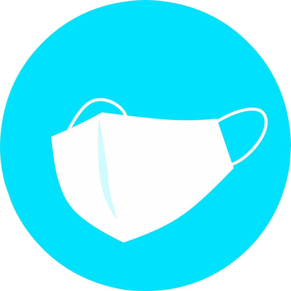 Illustration of a white medical face mask on a blue background. Perfect for healthcare, protection, hygiene, and safety concepts in medical and pandemic-related designs. vector