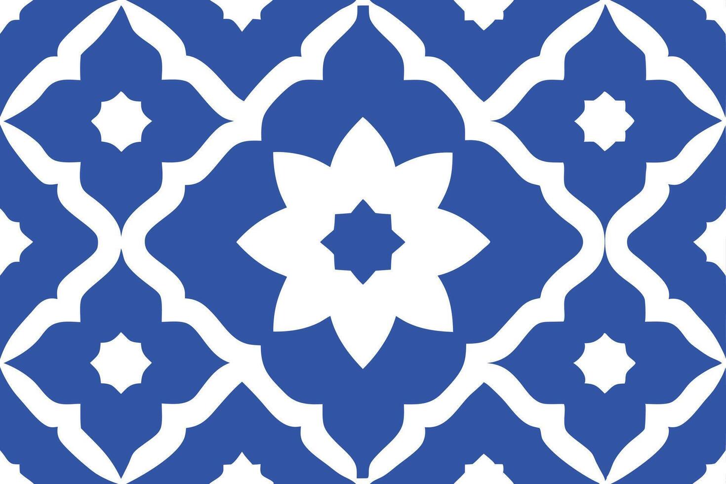 Repeating Floral Lattice Pattern Blue and White Seamless Geometric Background vector