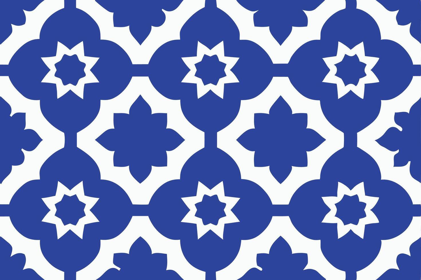 Seamless Pattern White Star Shapes on Blue Geometric Backdrop Repeated Design vector