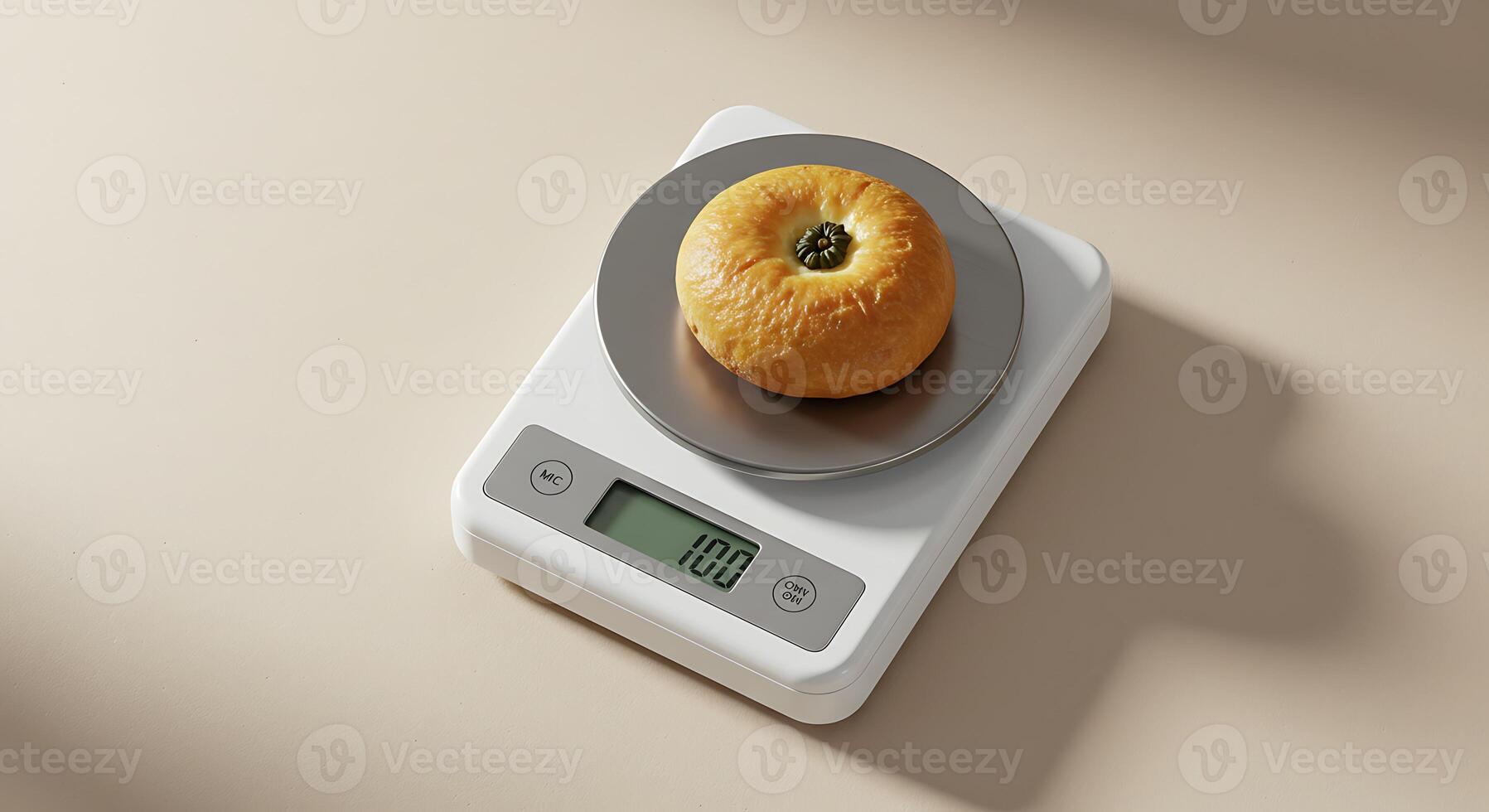 A Single Delicious Bun on a Digital Kitchen Scale photo