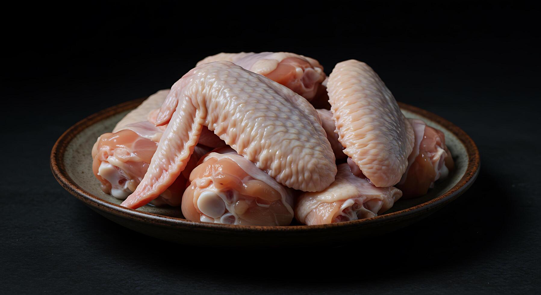Raw Chicken Wings on Dark Plate, Close-up Photography photo