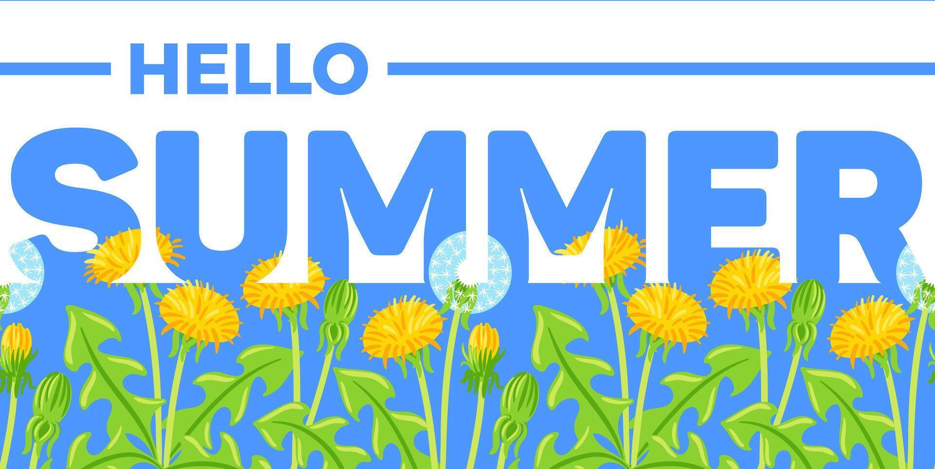 A vibrant illustration capturing the essence of summer, showcasing a field of beautiful dandelions swaying gently in the breeze, radiating warmth and cheerfulness, embodying the seasons joy. vector
