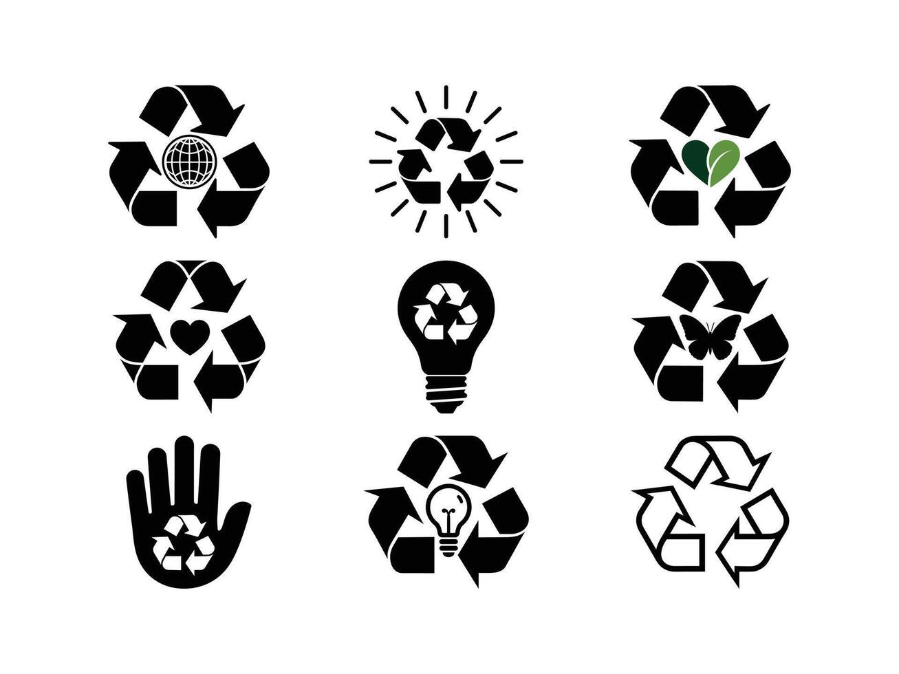 Unique Recycle Symbol Silhouettes vector