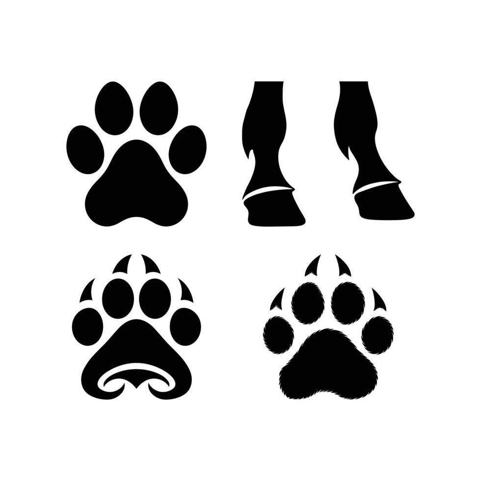 Animal Tracks Silhouettes Set - Wildlife Footprints Design vector