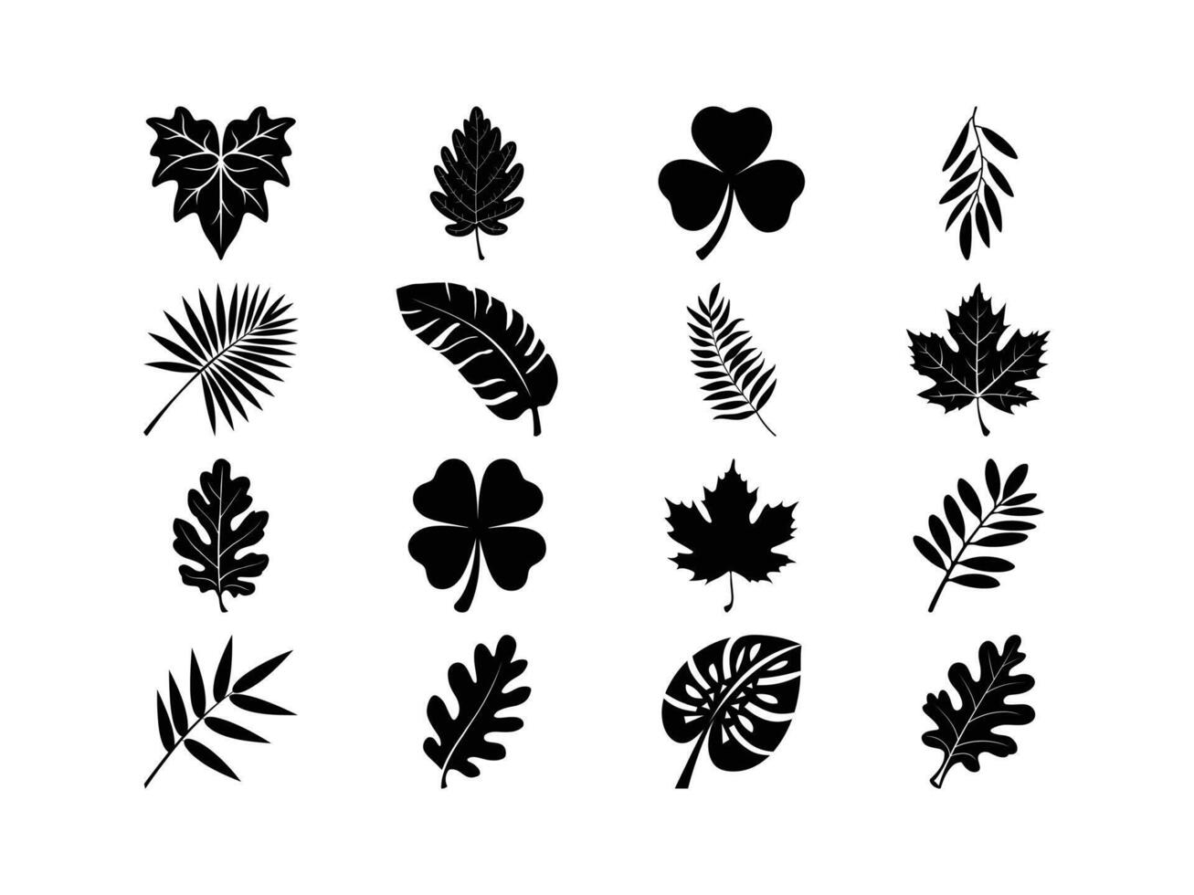 Leaf Silhouette Collection Botanical Art vector
