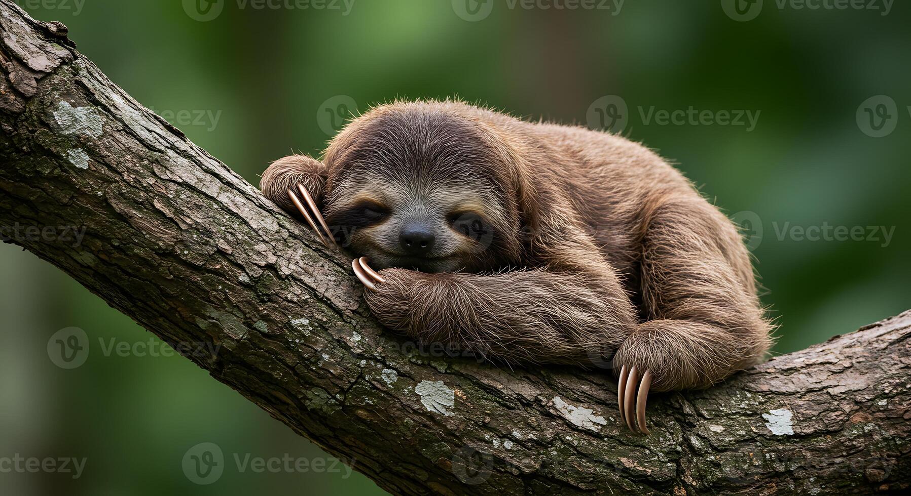 Adorable Sloth Napping on a Branch photo