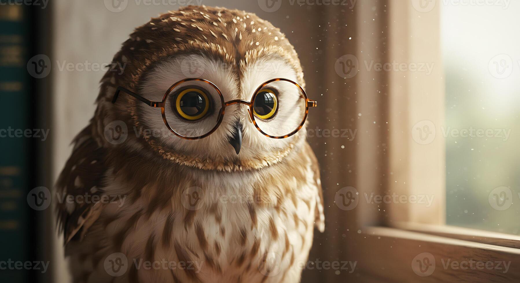 Spectacled Owl by the Window. A Portrait of Serene Wisdom photo