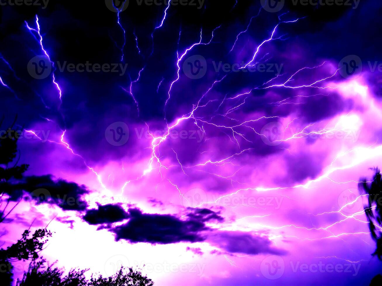 Natural Lightning During Storm HDR Background Version 19 photo