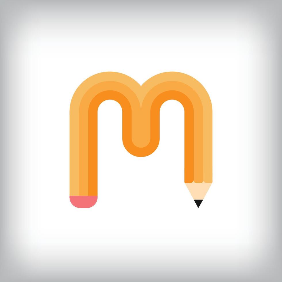 The letter M looks like it was drawn with a pencil, which increases the creativity of the design. The simplest design of the education icon. vector
