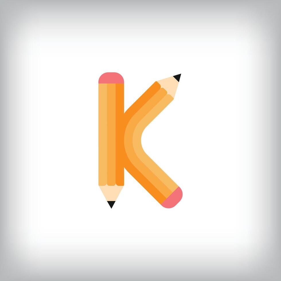 The letter K looks like it was drawn with a pencil, which increases the creativity of the design. The simplest design of the education icon. vector