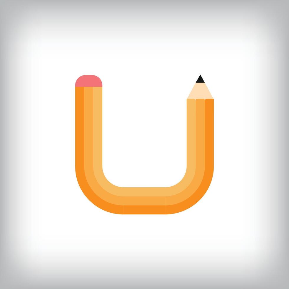 The letter U looks like it was drawn with a pencil, which increases the creativity of the design. The simplest design of the education icon. vector