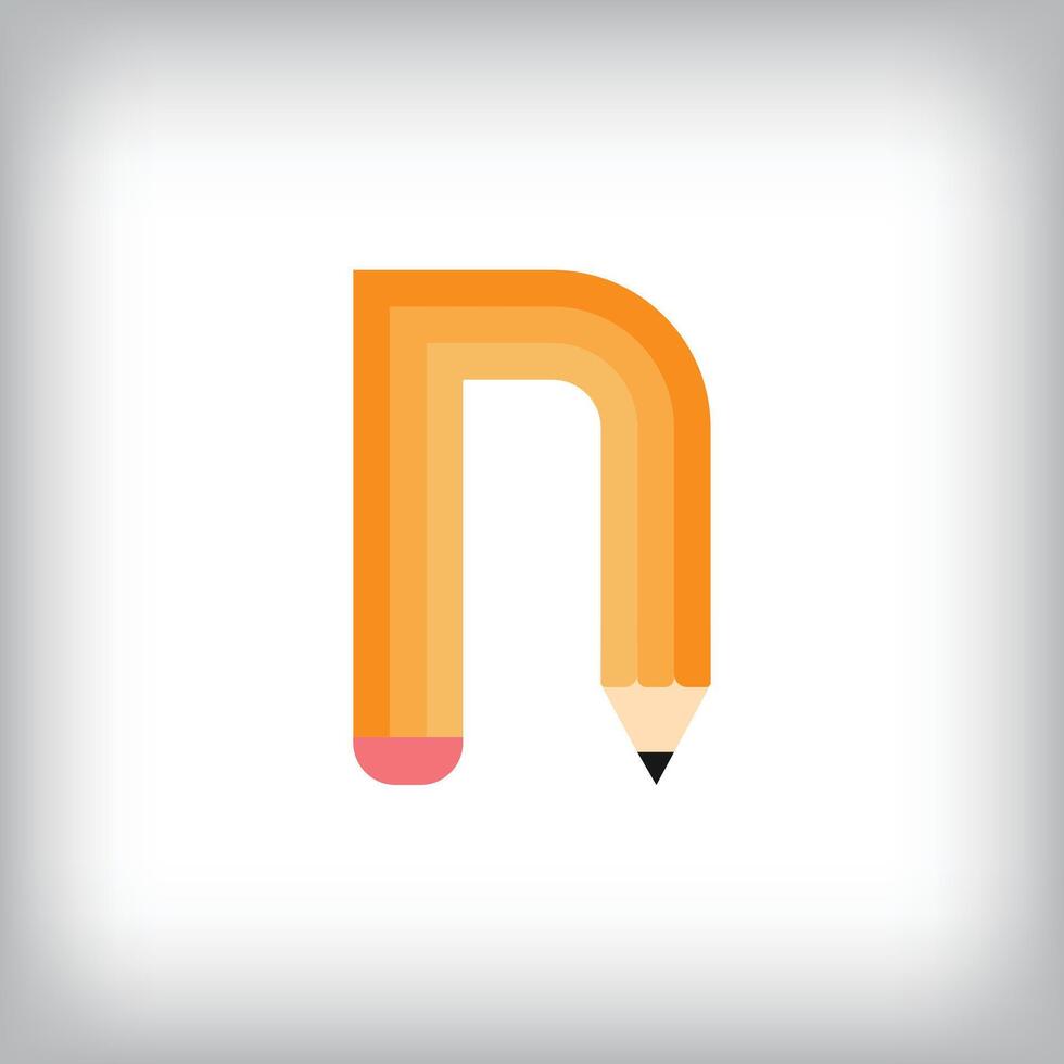 The letter N looks like it was drawn with a pencil, which increases the creativity of the design. The simplest design of the education icon. vector