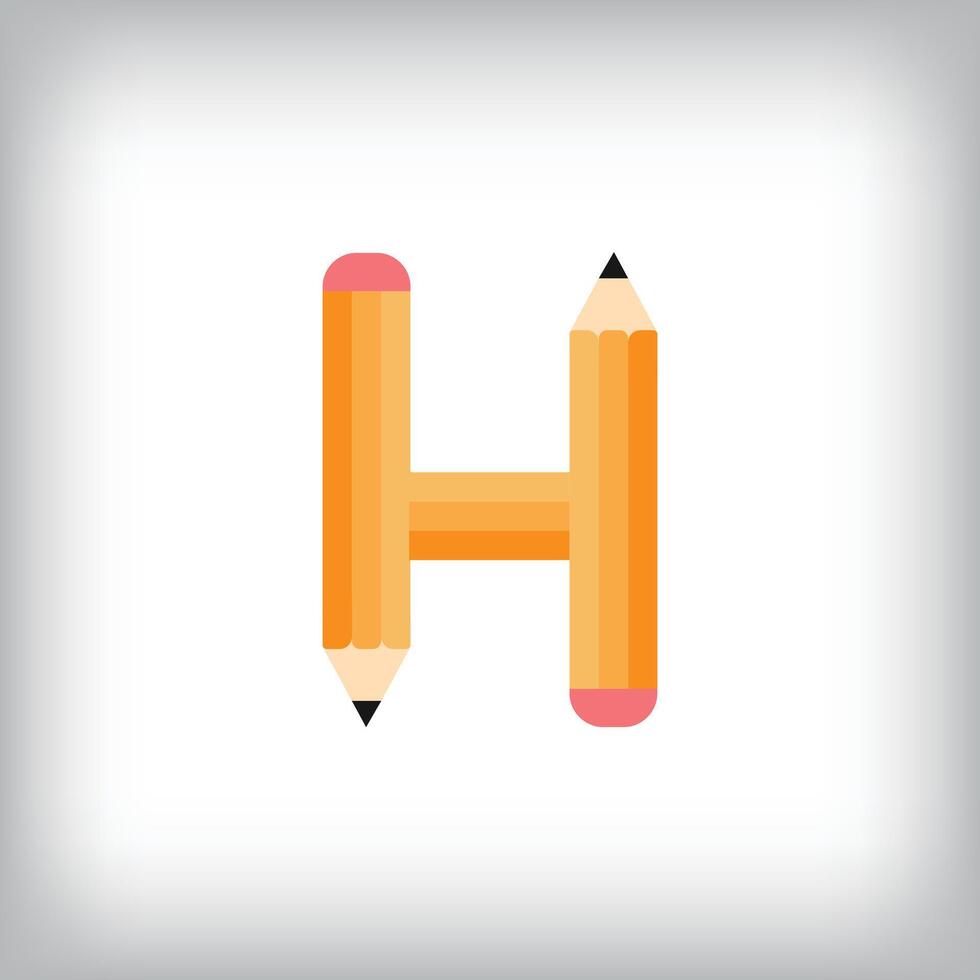 he letter H looks like it was drawn with a pencil, which increases the creativity of the design. The simplest design of the education icon. vector