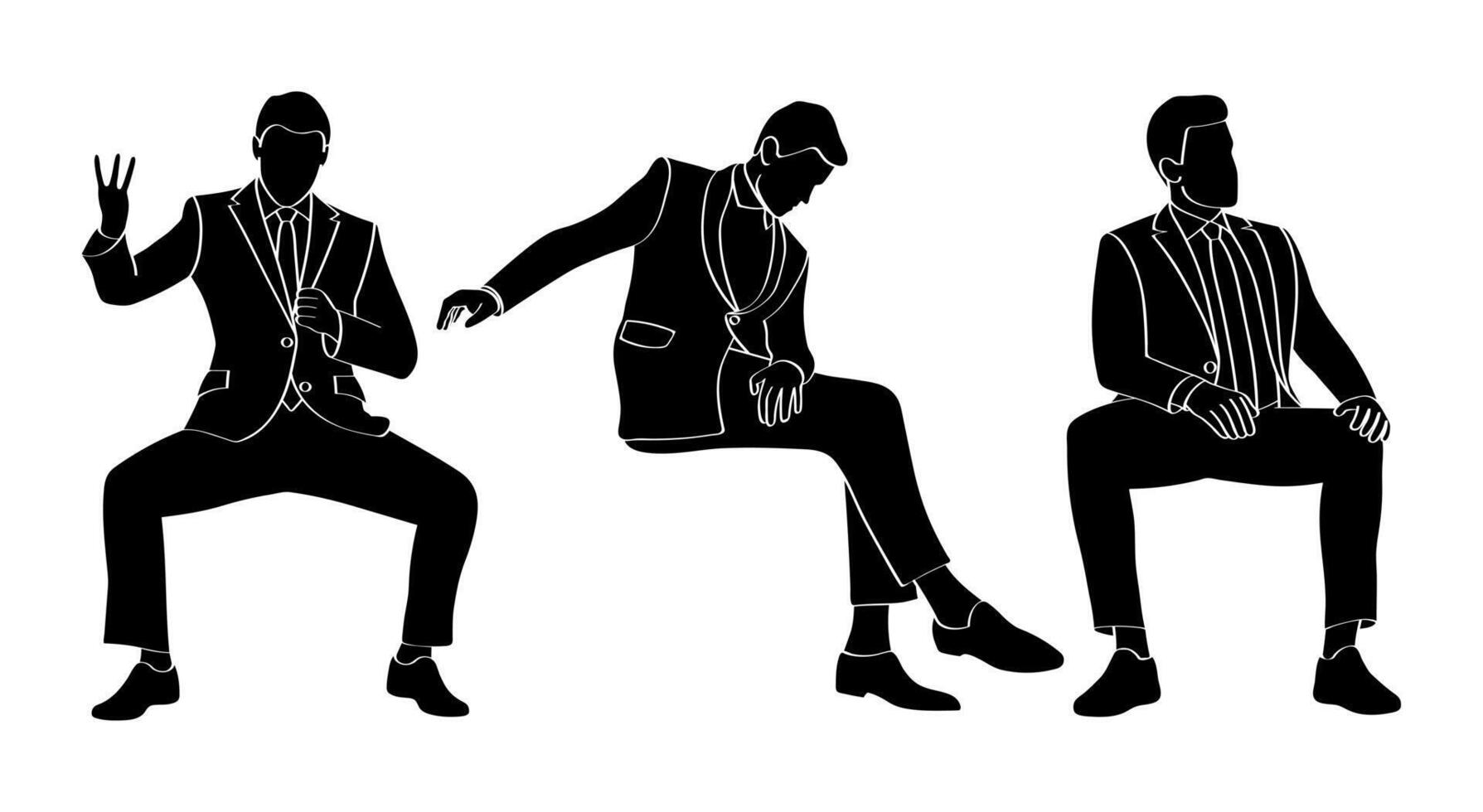 Silhouette of group of professional people doing meeting. Group of businessmen during discussion vector
