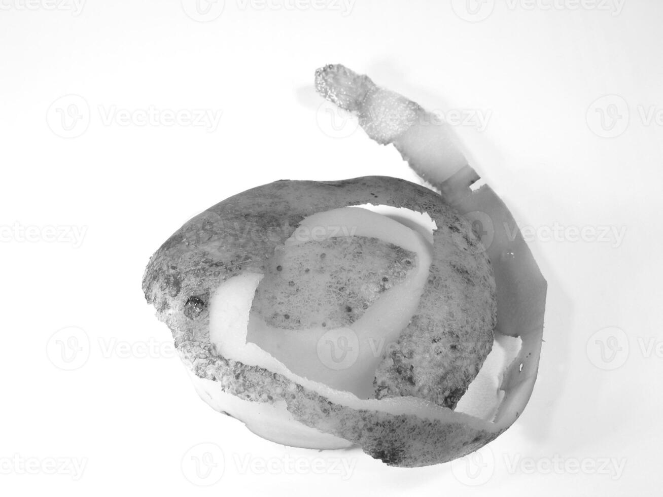 Partially Peeled Potato on White Background creative background photo