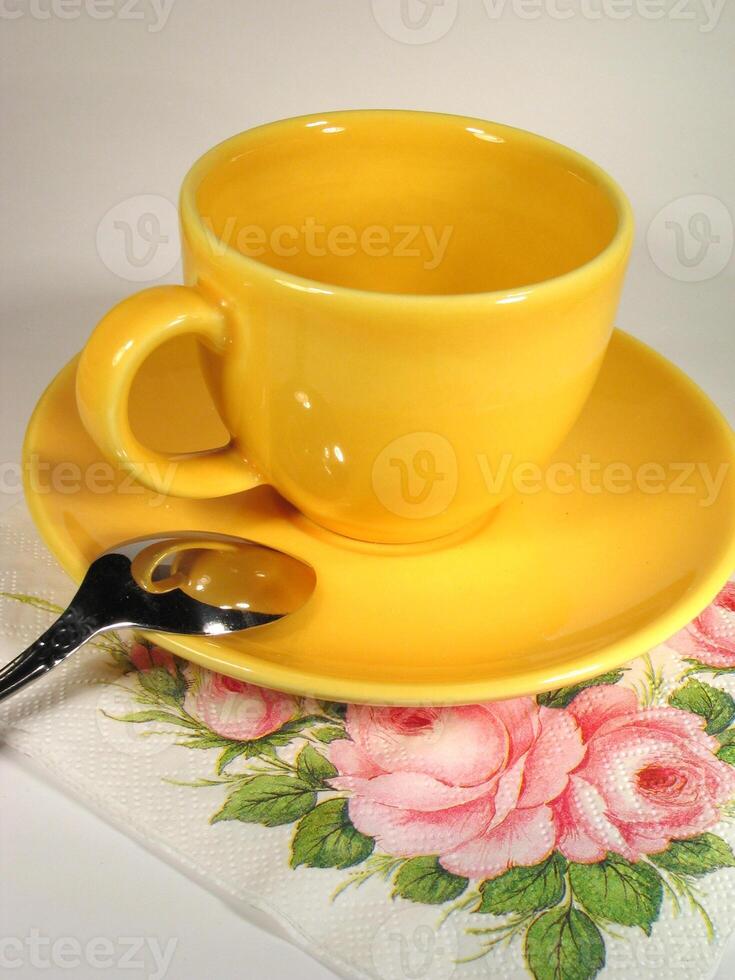 A cup of coffee on a table close view background Version 23 photo